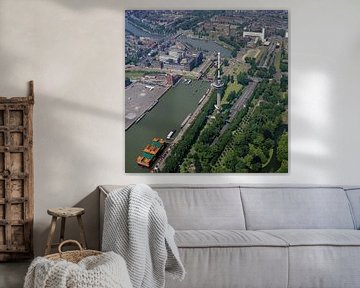 1995: Historische luchtfoto van de Euromast, Rotterdam van Frans Rombout