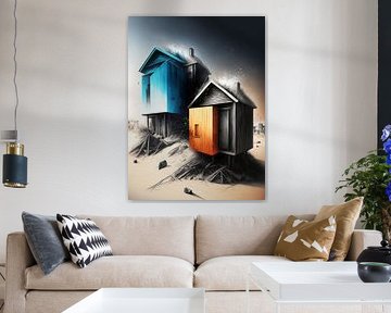 surréaliste maisons de plage dune de sable stylisé abstrait éphémère