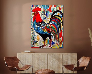 Haan kleurrijk gestileerd pop art grafisch geometrisch van gm_designs