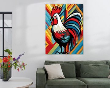 Haan kleurrijk gestileerd pop art grafisch geometrisch van gm_designs