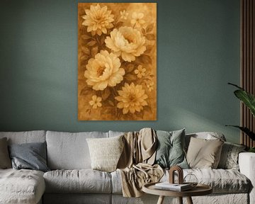 Vintage Bloemenpracht – Tijdloze Elegantie in Sepia van But First Framing
