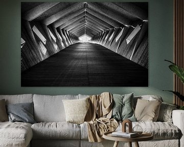 Houten constructie over Vierarmen kruispunt, Tervuren, België van Werner Lerooy