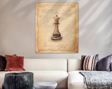 Schaakkoning. Antieke vintage kunst voor schakers. van SergeivoArt