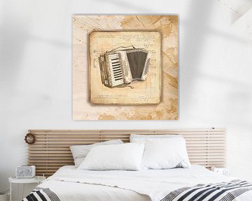 Vintage accordeon kunst voor accordeonspelers, accordeonist van SergeivoArt