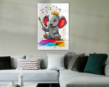 Vrolijke baby olifant met verf van Imperial Art House