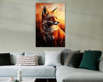Realistic fox portrait in warm tones