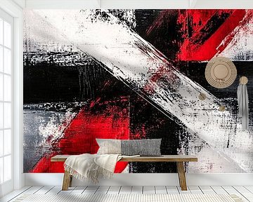 Dynamisch abstract schilderij in rood van Imperial Art House