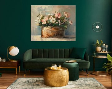 Romantisch stilleven met zomers veldboeket van Studio Pieternel