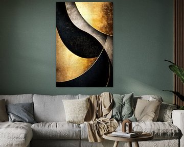 Gouden en zwarte abstracte vormen van Imperial Art House
