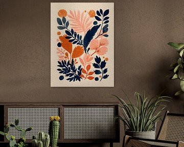 Botanisch Abstract Blauw, Oranje en Roze van Gypsy Galleria