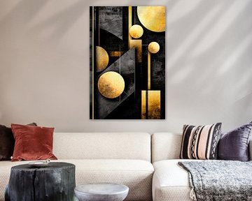 Moderne abstracte kunst in goud en zwart van Imperial Art House