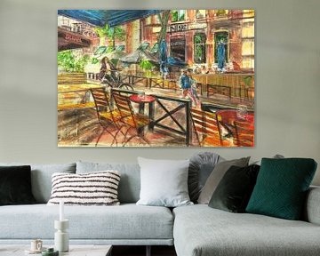 Rotterdam, gezelligheid in de Witte de Withstraat van Schilderijen Liesbeth Serlie