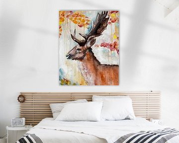 oil painting "Very Deer" - a deer in abstract landscape by Vanessa Soest