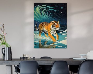 Tijger in winterlandschap Digital Art van MIROKKU