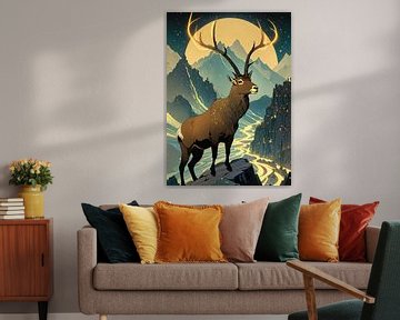 Majestueus hert in berglandschap van MIROKKU