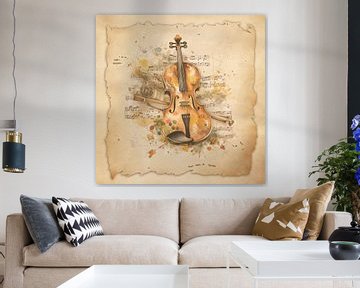 Vintage vioolkunst in antieke stijl voor vioolspelers, violisten van SergeivoArt