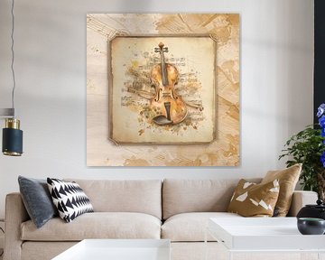 Vintage vioolkunst in antieke stijl voor vioolspelers, violisten van SergeivoArt