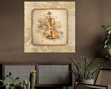 Vintage vioolkunst in antieke stijl voor vioolspelers, violisten van SergeivoArt