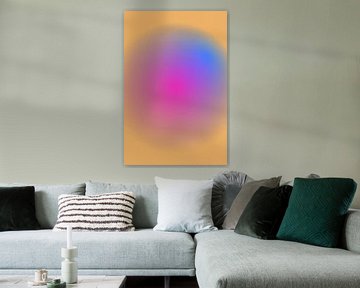 Eclectische compositie met kleurverloop. Geel, roze, blauw. van Dina Dankers