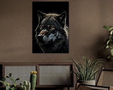 Wolf Portrait with Golden Eyes