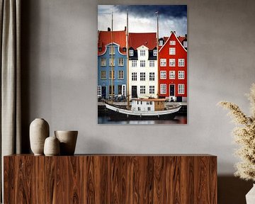 Stad Gevelhuizen Zeilboot Denemarken Reflectie maritiem