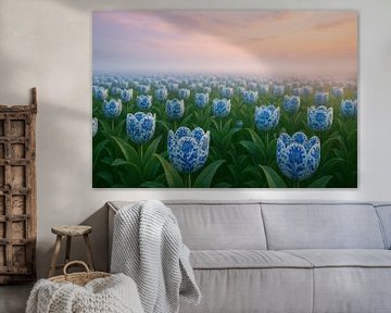 Delfts Blauwe Tulpenzee – Magische Mist over Holland van But First Framing