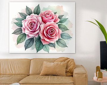Trio van roze rozen van Artistic