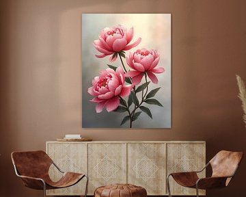 Trio de pivoines roses