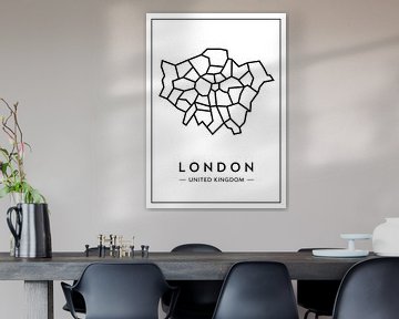 London van boven – abstract lijnenspel met karakter van Muurmap - Jouw Favorite stad of wijk aan de muur