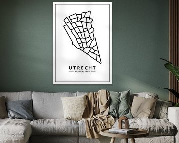 Utrecht von oben - abstrakte Linien mit Charakter von Muurmap - Jouw Favorite stad of wijk aan de muur