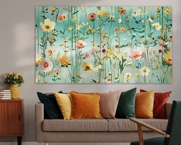 Elegant Bloemenpatroon in Boho Stijl | Behang van Karina Brouwer