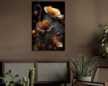 Papaverbloemen in Goud no.1 van Studio BB