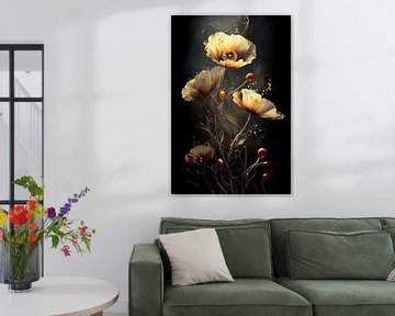 Papaverbloemen in Goud no.4 van Studio BB