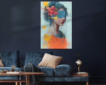 Portrait abstrait aux couleurs fluides no.11