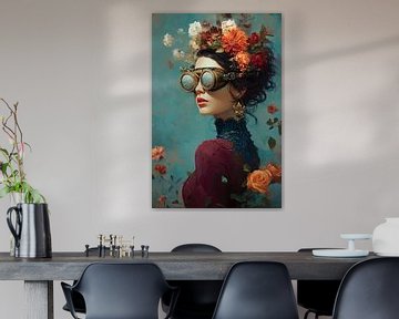 Surrealistisch portret, Steampunk Flower Queen van Studio BB