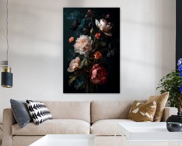 Nature morte aux pivoines et roses n°1