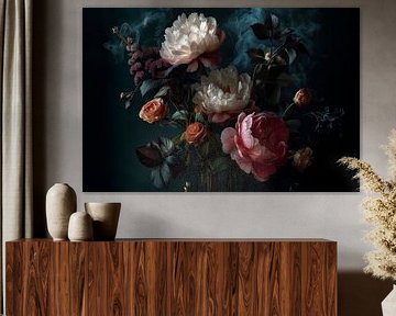 Nature morte aux pivoines et roses n°3