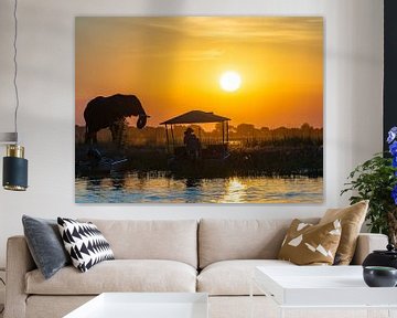 Zonsondergang nabij Chobe, Afrika van John Flemington