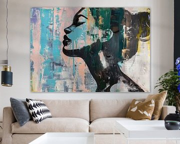 Vrouw Abstract | Abstract Vrouw met Kleur van Blikvanger Schilderijen