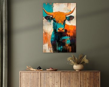 Kleurrijke abstracte Schotse hooglander van Art & Soul Creations