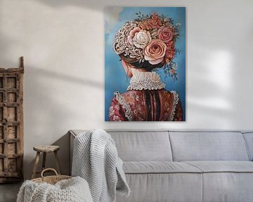 Bloemenvrouw | Elegante Bloemenhoed van ARTEO Schilderijen