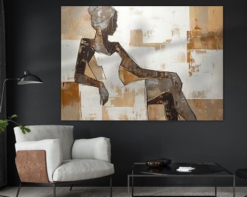 Contemplation in Brown van Abstract Schilderij