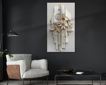 Abstract in wit en goud van Amanda Moore