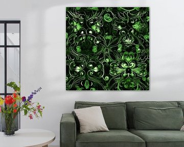 Kant zwart groen wit bloemen ornament filigraan elegant