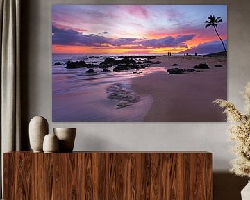 Zonsondergang op het strand van Hawaii van Antwan Janssen