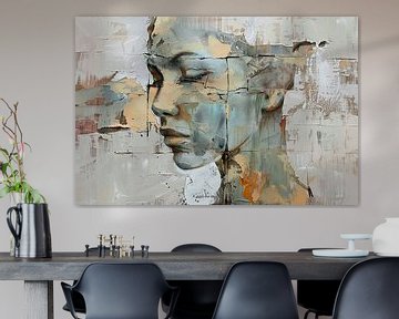 Abstract Vrouw Met Zachte Kleuren van Kunst Kriebels