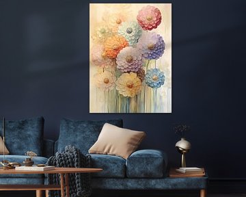 Pastellfarbene Blumen | Schwebende Blumen von Wunderbare Kunst