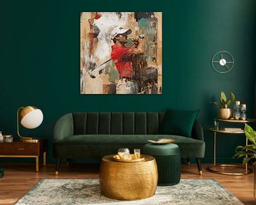 Golf schilderij | Golf spelen in abstracte stijl van OMG Art