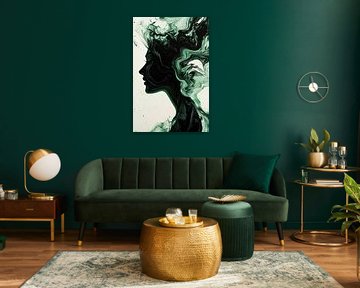 Groene abstracte silhouet vrouw