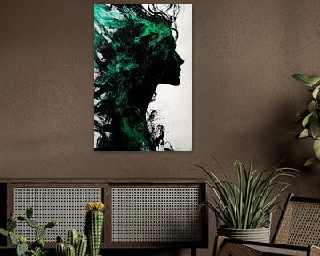 Abstrakte Silhouette in Grün und Schwarz von Art & Soul Creations